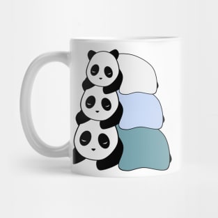 Sleepy Panda Stack (Blue, White Background) Mug